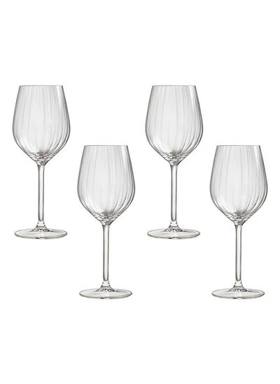 Buy 4-Piece Royal Leerdam Plisse White Wine Glass Set 380ml in UAE