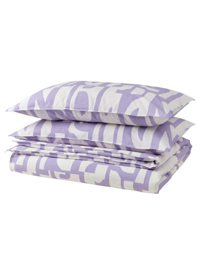 اشتري Duvet Cover And 2 Pillowcases, White/Lilac, 240X220/50X80 Cm في السعودية