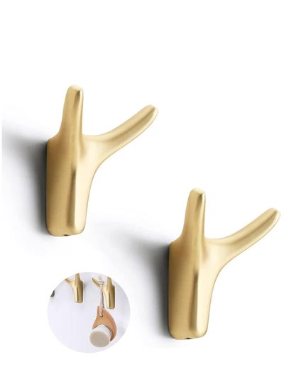 Buy Towel Hooks 2 Packs Coat Hooks Metal Heavy Duty Wall Hooks Towel Hooks for Bathroom Towel Hook for Cloakroom Living Room Kitchen Bathroom Brushed Brass in Saudi Arabia