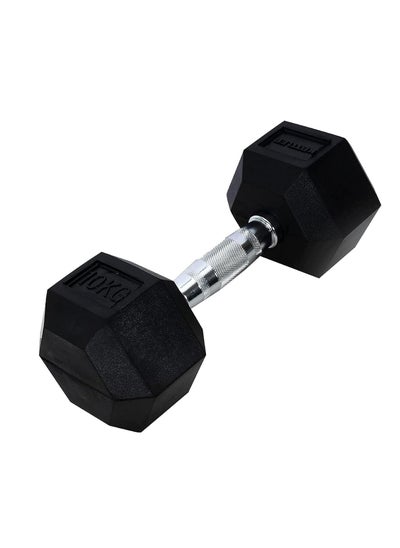 Buy Hexagonal Dumbbell of 10kg (22LB) Includes 1 * 10Kg (22LB) | Material : Iron with Rubber Coat | Exercise, Fitness and Strength Training Weights at Home/Gym for Women and Men in Saudi Arabia