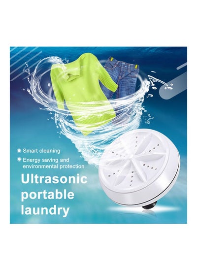 اشتري Mini Washing Machine Portable Rotating Ultrasonic Turbine Washer with USB Cable MML380647 White في الامارات