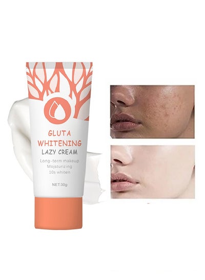 اشتري Gluta Whitening Lazy Cream-Moisturizing Tone Up Cream, Anti Aging Moisturizes Evens Skin Tone ,Light Makeup Covering Spots 30g في الامارات