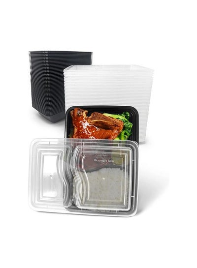 Buy Microwave Container Black 2 Compartment With Lid Plastic Food Storage Containers Reusable Lunch Boxes BPA Free Stackable Microwave Safe Dishwasher Safe Freezer Safe 12 Pieces in UAE