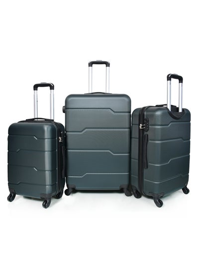 اشتري Morano Hard-Side Luggage Set for Unisex Lightweight 4 Double Wheeled Suitcase with Built-In Type Lock (Set of 3 Pcs, Green) في السعودية