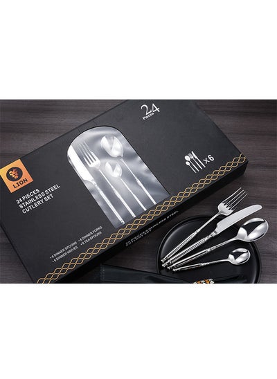 Buy 24-Piece Stainless Steel Cutlery Set Silver, Service for 6 in Saudi Arabia