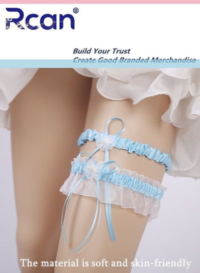 اشتري 2 Pack Lace Garter Bows Wedding Bridal Garter Fashion Leg Accessories Leg Rings for Girls and Women في السعودية