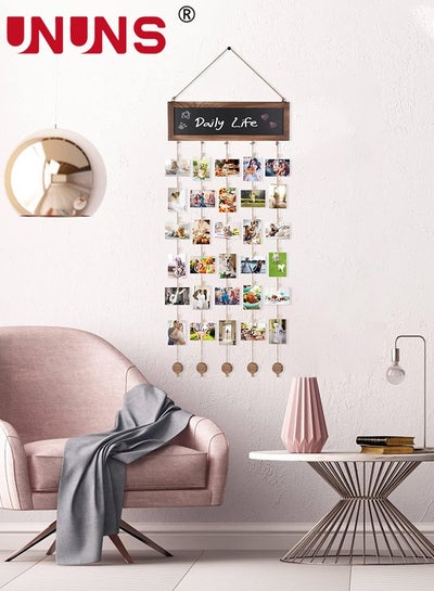 اشتري Hanging Photo Displays,Wall Hanging Picture Organizer With 30 Wood Clips For Hone Decor,Home Decor Gifts,Multi Pictures Organizer في الامارات
