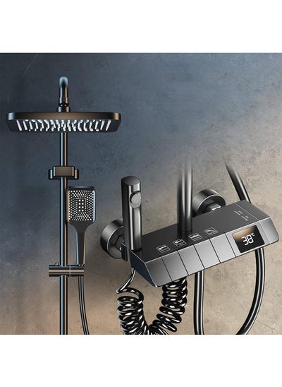 اشتري مجموعة دش، مجموعة صنبور دش ترموستاتي مجموعة صنبور دش مثبتة على الحائط مجموعة البيانو ومفاتيح الدش مع صنبور حمام، بخاخ يدوي في السعودية