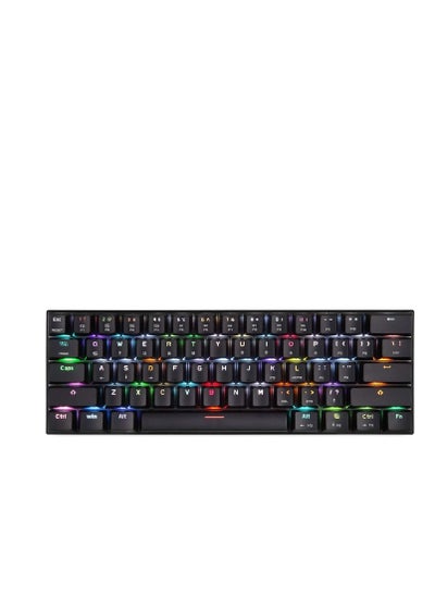 Buy Motospeed Wired/Wireless Bluetooth Mechanical Gaming Keyboard CK62 60% Compact 61 Keys RGB Backlit Type-C Gaming/Office Keyboard for PC/Mac/Linux/iPad/iPhone/Smartphone/Laptop Blue Switch(Black) in Saudi Arabia