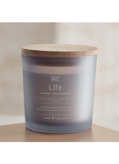 اشتري Sentiment Life Frosted Glass Jar Candle with Wooden Lid 320 g في السعودية