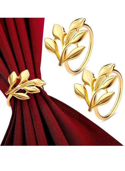 اشتري 12 Pack Gold Napkin Rings, Gold Napkin Ring Holders, Fall Leaf Napkin Rings, Holiday Napkin Holders, Suitable for Dining, Anniversary, Birthday, Party of Table Setting في السعودية