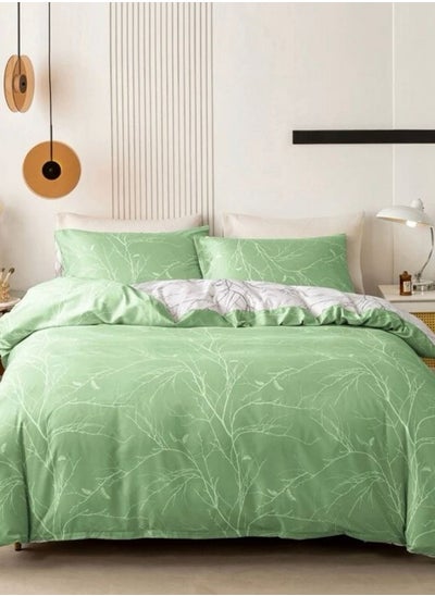 Buy Reversible Duvet Cover Set Green Color, Twigs Design Various Sizes in UAE