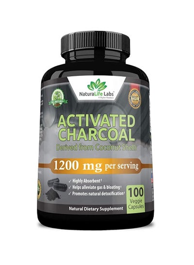 Buy Activated Charcoal Capsules  1200mg Highly Absorbent Helps Alleviate Gas & Bloating Promotes 100 Vegan Capsules in UAE