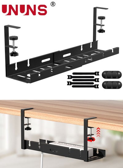 Under Desk Cable Management Tray Black, No Drill Cable Management ...