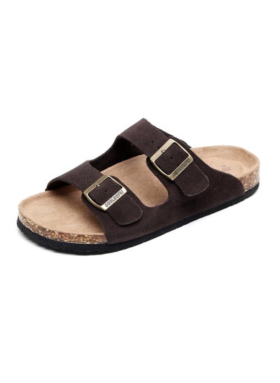 Buy Women Sandals with Adjustable Buckles & Memory Foam, Comfort Cork Footbed Arch Support, Leather Slide Sandals for Women in UAE