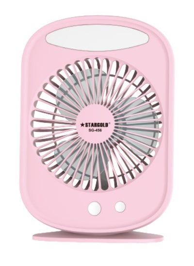 Buy Rechargeable Mini Fan 5 Inch Blade With LED Light 1800mAh Lithium Battery AC/DC in UAE