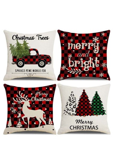 اشتري 4Pcs christmas pillow case pillow cover cushion cover for home decor 45*45cm في الامارات