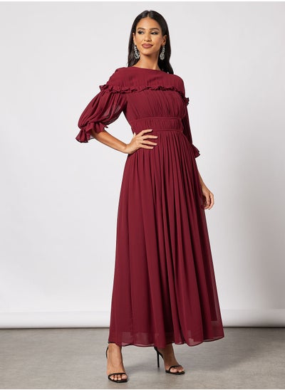 Buy Chiffon Dress With Gathered Details in UAE