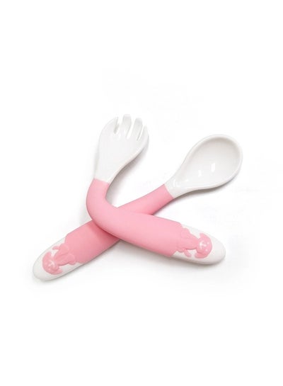 اشتري Baby Silicone Flexible Feeding Set Fork and Spoon Dishwasher Safe في مصر