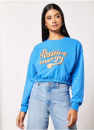 Buy Slogan Print Sweatshirt in Saudi Arabia