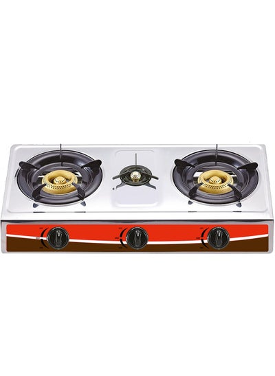 Buy Flat Gas Stove Three Burners Stainless Steel in Saudi Arabia