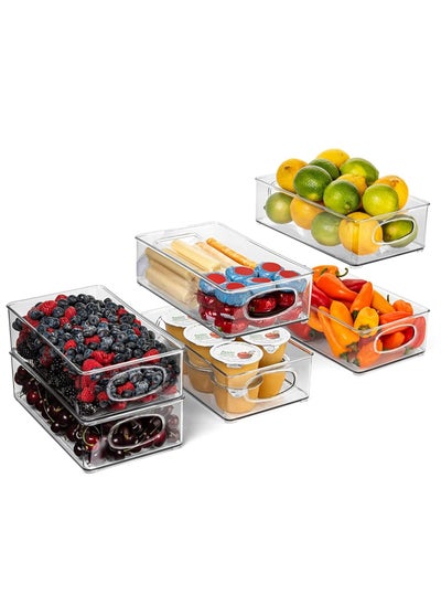 اشتري 6-Piece Transparent Storage Box Set With Handles في الامارات