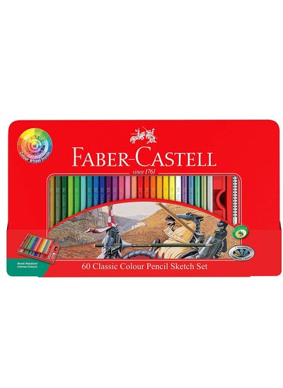 Buy 60-Piece Color Pencils in Metal Box Multicolor in UAE