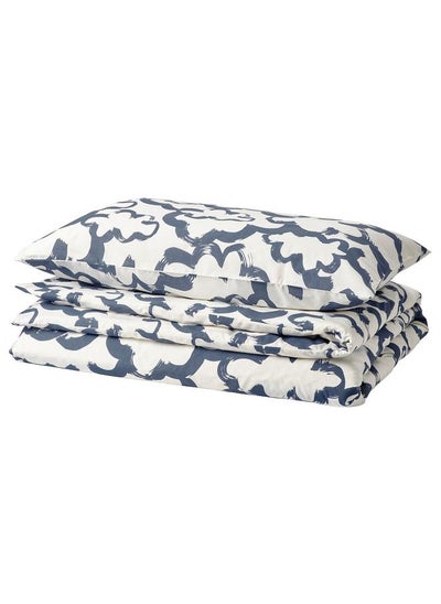 Buy Duvet Cover And Pillowcase White Blue/Cloud 150X200/50X80 Cm in Saudi Arabia