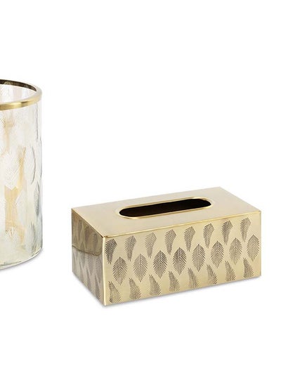 Buy Milano Tissue Box, Gold - 25 x13 cm in UAE