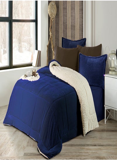 Buy Pacha Home Double-Sided Quilt, Unique Model:Farida + 1 Pillowcase - Color: Navy Blue -Size: 180*230 - Weight: 4 Kg. in Egypt