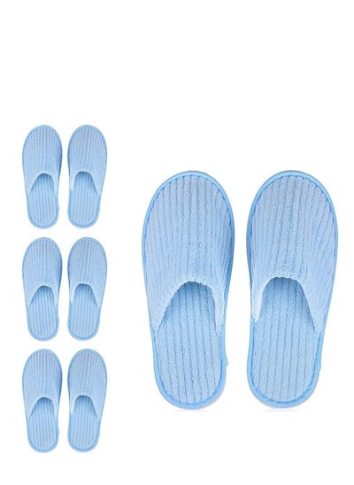 Buy Disposable Slippers 4 Pairs Closed Toe Spa Slippers Coral Fleece Washable Home Slippers for Women Men Guests Hotels House Slippers Housewarming Party Indoors Bathroom Traveling (Sky Blue) in Saudi Arabia