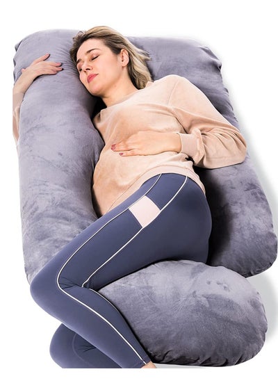 Buy Pregnancy Pillows, U Shaped Full Body Maternity Pillow with Removable Cover - Support for Back, Legs, Belly, 57 Inch Pregnancy Pillows for Sleeping, Grey (Dark gray) in Saudi Arabia