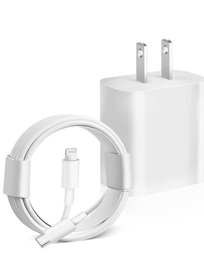 Buy iPhone 13 Fast Charger【Apple MFi Certified】20W USB C Fast Charger Block PD Wall Plug Charger with 3FT Type C to Lightning Cable for iPhone 13/13 Pro/13 Pro Max/12/12 Pro/11/11 Pro/XS Max/XR/AirPods in UAE