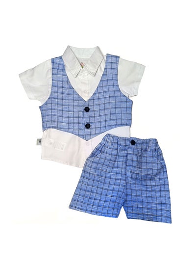 Buy Baby Boys Set of 3 Pieces Half Sleeves Shirt & Short & Vest in Egypt