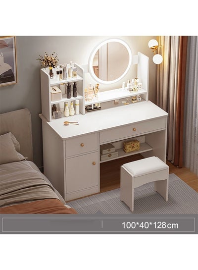 Buy Multifunctional Makeup Vanity Dressing Table with Drawers and Chair 100 CM in UAE