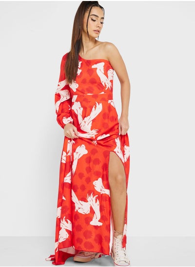 Buy Urban Minx Printed Cutout Detail One Shoulder Dress in Saudi Arabia