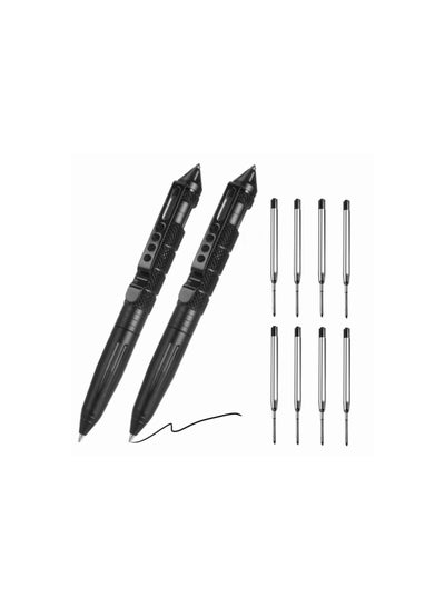 اشتري Military Tactical Pens, 2 Pack with 8 Black Refills, Emergency Self Defense & Glass Breaker Pen, Multi-Functional Survival Tac Pens Gifts for Men Dad Husband Him, for Travel, Camping, Hiking, Hunting في السعودية