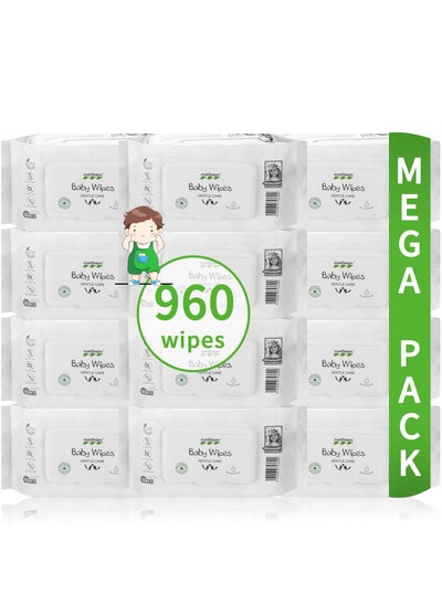 اشتري Baby Wipes,80s x 12 Packs(960 wipes),Pure Water Wipes for Baby,Multi Purpose Cleaning Baby Wet Wipes for Sensitive Skin. في الامارات