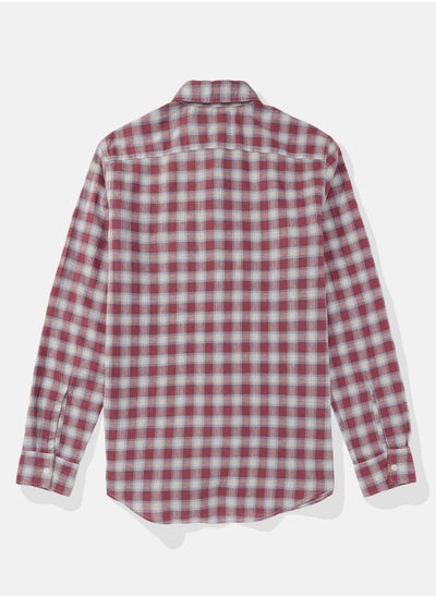 Buy AE Slim Fit Everyday Plaid Linen-Blend Button-Up Shirt in Saudi Arabia