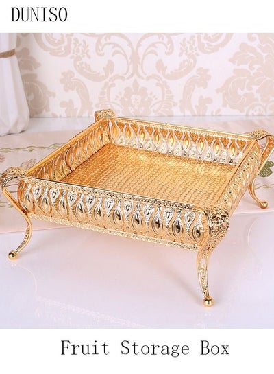 Buy Multifunctional Metal Square Tray Snack Dessert Fruit Storage Box For Party Wedding in UAE