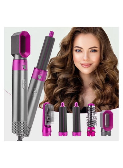 Buy Premium Quality Hair Dryer Brush 5 in 1 Hair Styler Hot Air Brush Airwrap Styler Negative Ion Comb for Straigntening Curling Hair Styling Appliances with 5 Interchangeable Brushes in UAE