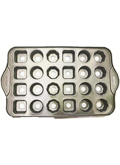 اشتري 24 Mini Cheesecake Tray, Non-stick, 3 Designs Mix, Baking Accessories, Cupcake Baking Mold Pan في الامارات