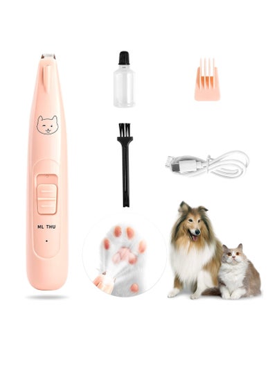 Buy Dog Cat Paw Trimmer, Low Noise Cordless Electric Mini Grooming Trimmer, Rechargeable Clippers, With Two-Speed Adjustment, for Small Dogs&Cats Hair Around Paws, Eyes, Ears, Face, Rump (Pink) in UAE