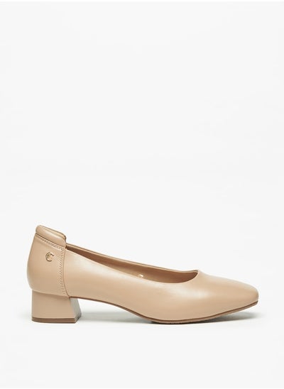 اشتري Women's Solid Slip-On Ballerina Shoes with Block Heels في السعودية