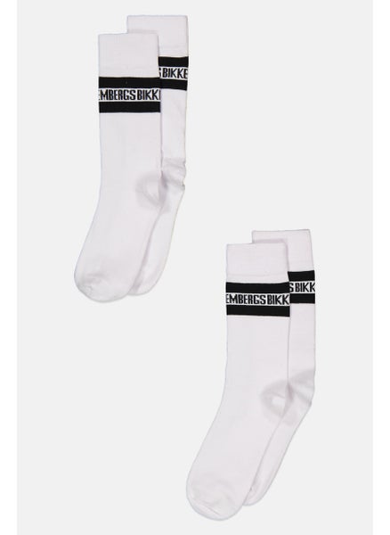 Buy Men 2 Pairs Of Tennis Brand Logo Socks, White/Black in Saudi Arabia