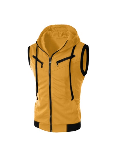 Buy Summer Sleeveless Hooded Mens Vest M-5XL Yellow in UAE