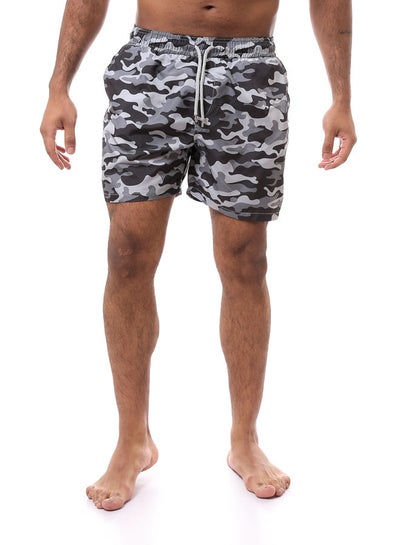 Buy Slip On Camouflage Swim Shorts - Grey & Black in Egypt