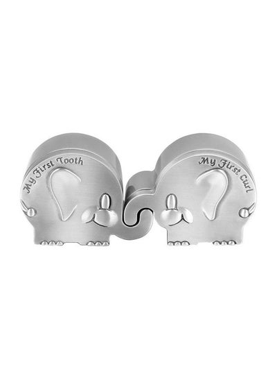 اشتري Silver Tooth Holder Baby First Tooth And Curl Keepsake Box Set Teeth Fairy Containter Gift Boxes For Child Kids في الامارات