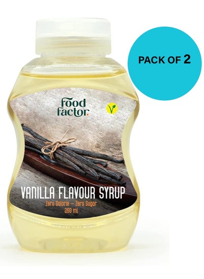 Buy Food Factor Vanilla Syrup Zero sugar 260 ml pack of 2 in UAE