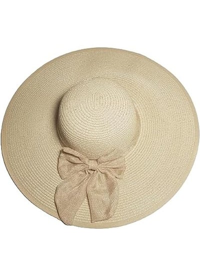 Buy MerryGlam Women Beach Hat | Brim Straw Girls Summer Sunshade Cap_ Travel Foldable Floppy UV Protection Sun Beach Ribbon Hat in UAE